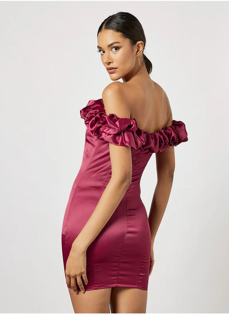 FEMME LUXE Ruffle Off-Shoulder Dress