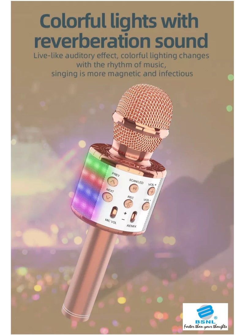 BSNL - 858L Portable Handheld Wireless Karaoke Microphone Bluetooth Speaker With Disco Lights Silver - Image 1