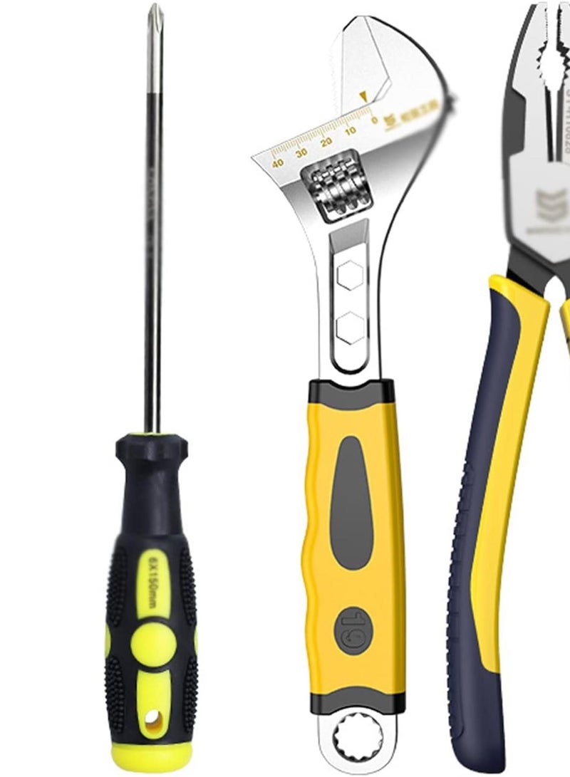 GGOOT Wrench Adjustable Wrench Screwdriver Pliers 4-piece Set Multi-function Wrench Set Universal Large Opening Hardware Tools with Movable Mouth Universal Wrench Wrench Adjustable - Image 1