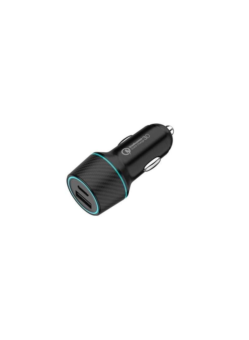 مارتن شاحن سيارة 52.5 وات 1C1A محول سيارة سريع بمنفذ USB من تايب سي مع مؤشر LED أزرق متوافق مع آيفون 17 16 15 برو ماكس جالكسي S25 24 23 ألترا هواوي شاومي هونر أوبو فيفو ساعة آبل سماعات الأذن أسود - Image 3