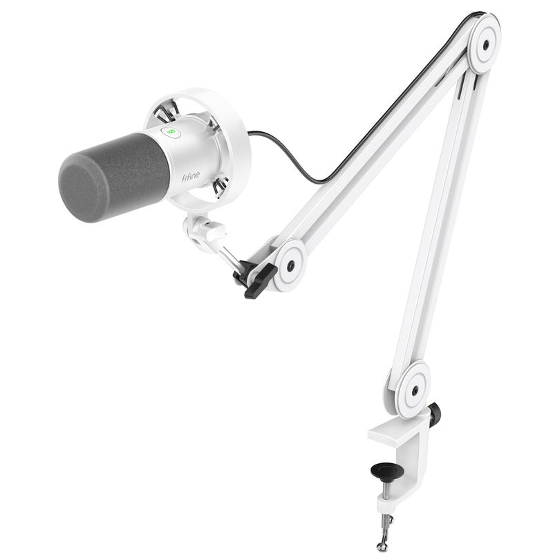 FIFINE Podcast XLR/USB Microphone Kit, Studio Dynamic Vocal Mic for Recording, Streaming, Voice-Over, PC Microphone with Boom Arm with Mute, Headphone Monitoring, Metal-AmpliTank K688T White - Image 1