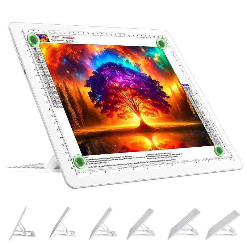 TOHETO Rechargeable A4 Light Board with Stand, Super Bright Magnetic Light Pad with Side Buttons, Wireless Light Box for Tracing and Drawing, Cordless LED Light Table for Diamond Painting White - Image 1