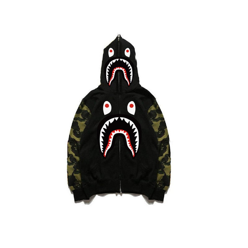 New Bape Shark Head Ape Head 3D Sweater Jacket Trendy Brand Zipper To Top Hoodie Color All Men'S - Image 3