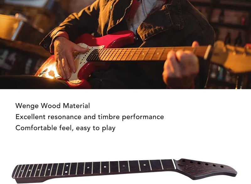 Electric Guitar Neck,Portable Wenge Wood Guitar Fingerboard Neck Replacement Parts for ST Electric Guitar - Image 3