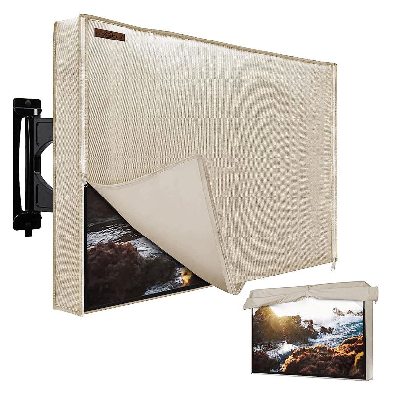 Outdoor TV Cover 6065 Inches HOMEYA 600D Heavy Duty Waterproof Weatherproof TV Screen Protector with Double Zipper Velcro Seal Fits Most TV Mounts and Stands for Outside LED LCD Flat Screen TVs