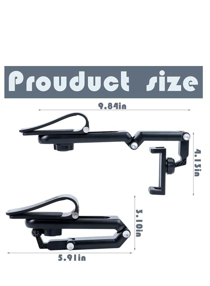 Car Phone Holder for Sun Visor, 1080° Rotatable Sun Visor Car Phone Mount Foldable Dashboard Phone Holder for Car, Universal Adjustable Spring Clip Car Cell Phone Stand for All Phone - Image 4