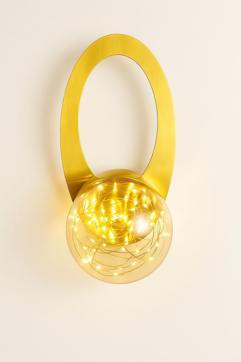 CORALTREE CORAL TREE Fairy String LED Wall Light with Glass Globe | Modern Gold Metal Wall Lamp | 31 cm Decorative Sconce with Warm Fairy Lights | Premium Indoor Wall Fixture for Living Room, Bedroom & Hallway - Image 5