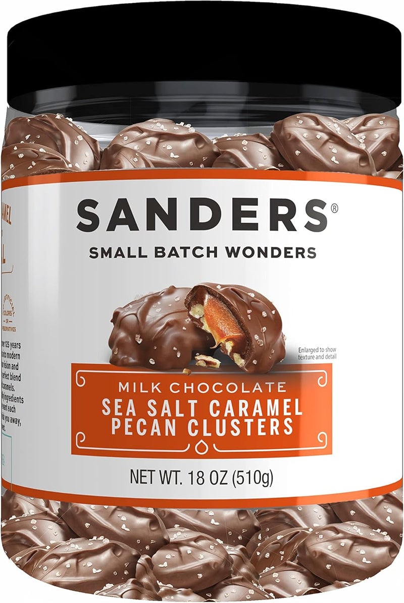 Sanders Milk Chocolate Sea Salt Caramel Pecan Clusters - 18 oz Tub - Image 1