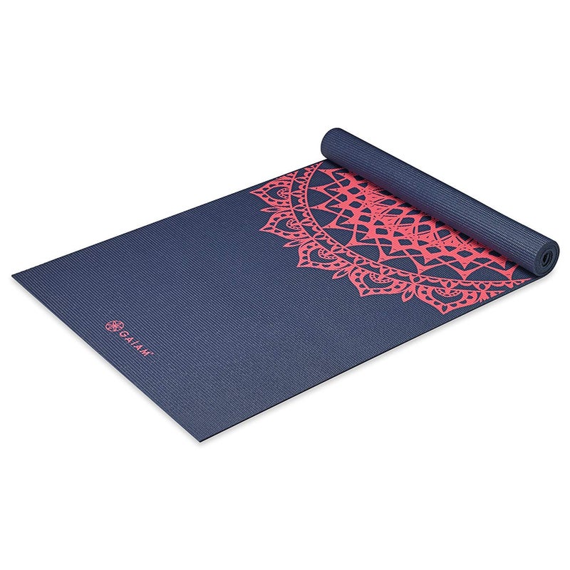 Gaiam Yoga Mat Classic Print Non Slip Exercise & Fitness Mat for All Types of Yoga, Pilates & Floor Workouts, Pink Marrakesh, 4mm, 68"L x 24"W x 4mm Thick - Image 1