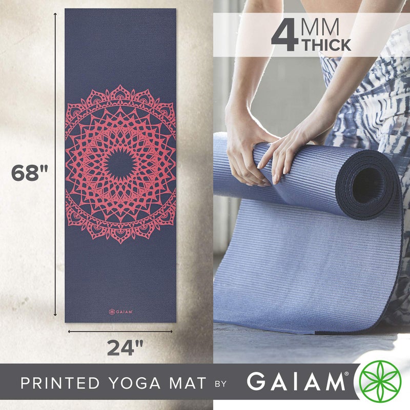 Gaiam Yoga Mat Classic Print Non Slip Exercise & Fitness Mat for All Types of Yoga, Pilates & Floor Workouts, Pink Marrakesh, 4mm, 68"L x 24"W x 4mm Thick - Image 3