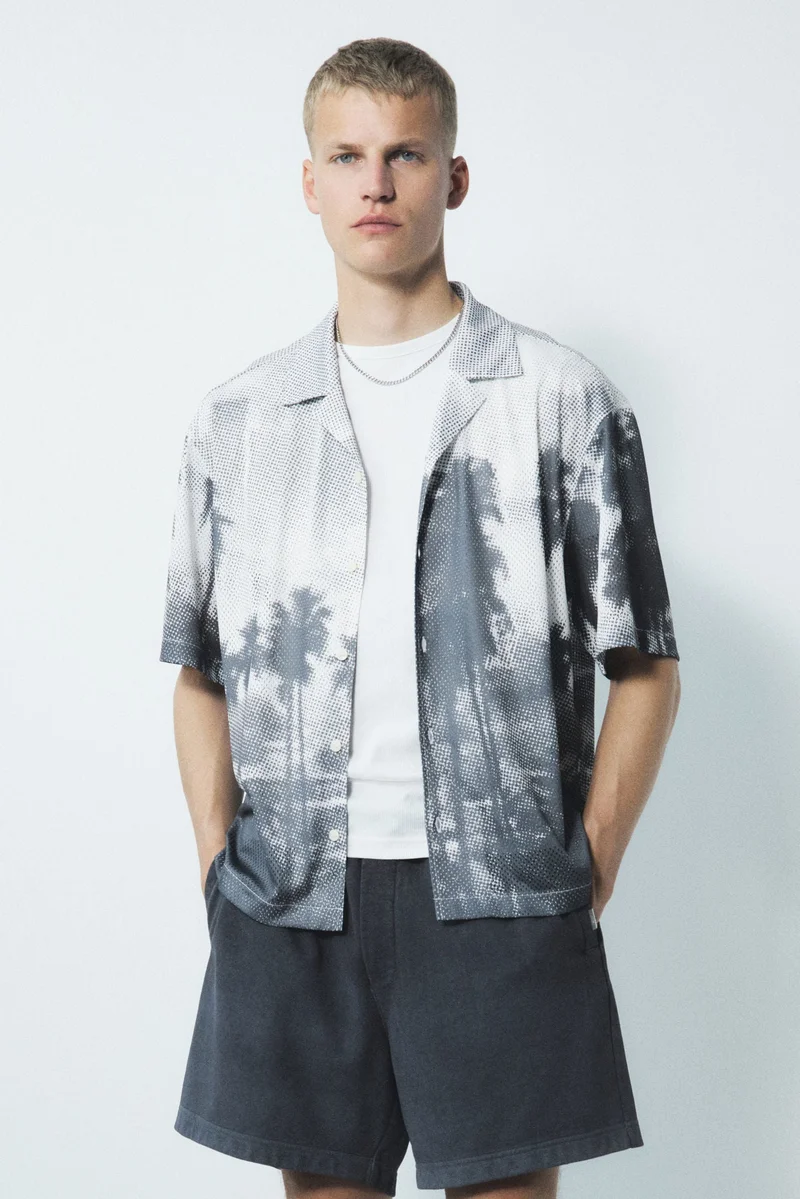 H&M Loose Fit Mesh resort shirt