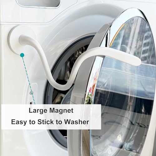 LEVOSHUA Front Load Washer Door Prop and Holder – Magnetic Door Stopper with Strong Magnet and Flexible Hose – Keep Washer Door Open for Ventilation – Easy to Use, Fits Most Front Load Washers - White - Image 2