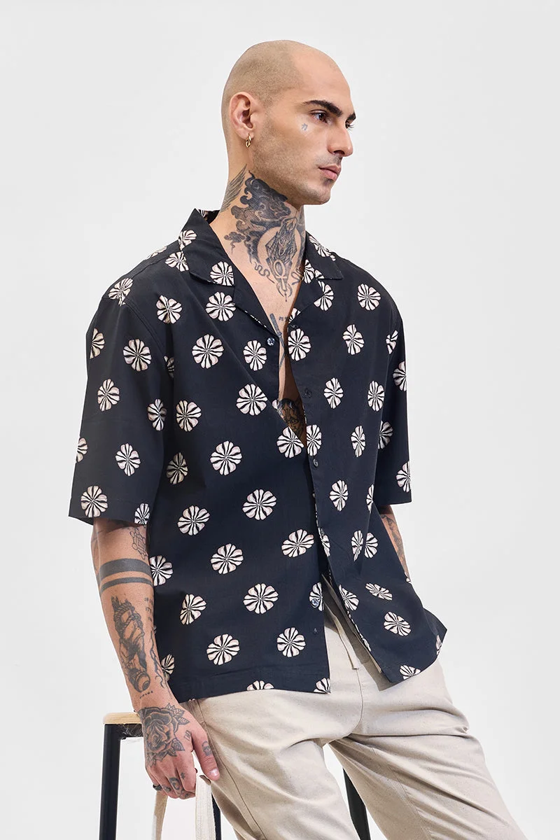 SNITCH Black Floral Box Fit Shirt