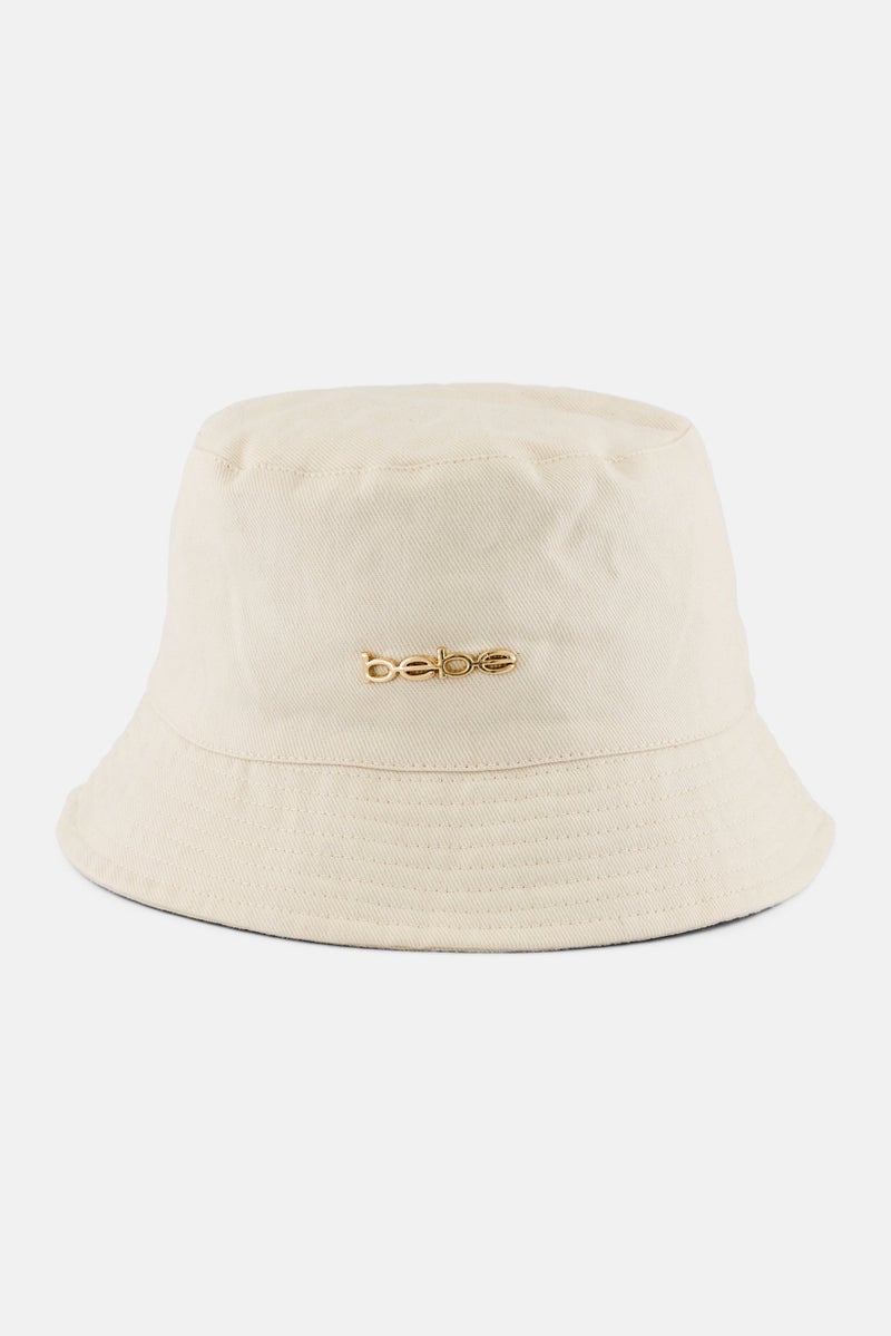 bebe Women Brand Logo Bucket Hat, Cream  - Image 1