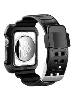 NIBEMINENT Replacement Rugged Armor Case With Band For Apple Watch Series 1/2/3 42mm Black/White  - Image 1