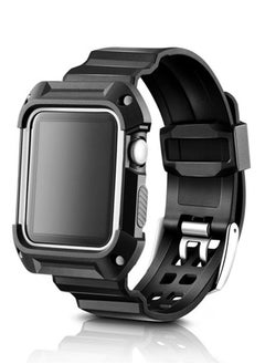 NIBEMINENT Replacement Rugged Armor Case With Band For Apple Watch Series 1/2/3 42mm Black/White  - Image 2