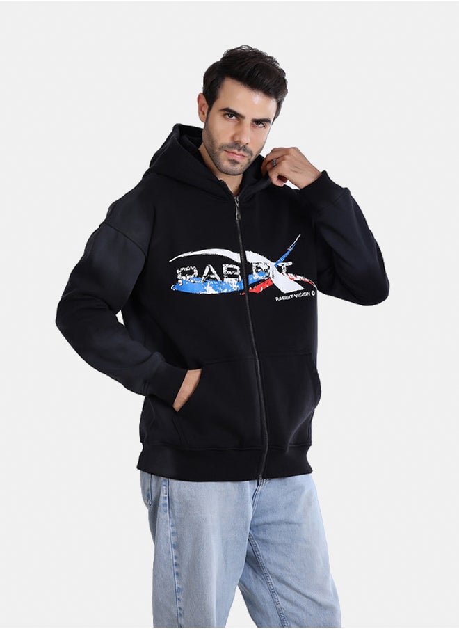 WHITE RABBIT - Front Zipper Winter Zip Through Sweatshirt - Image 1