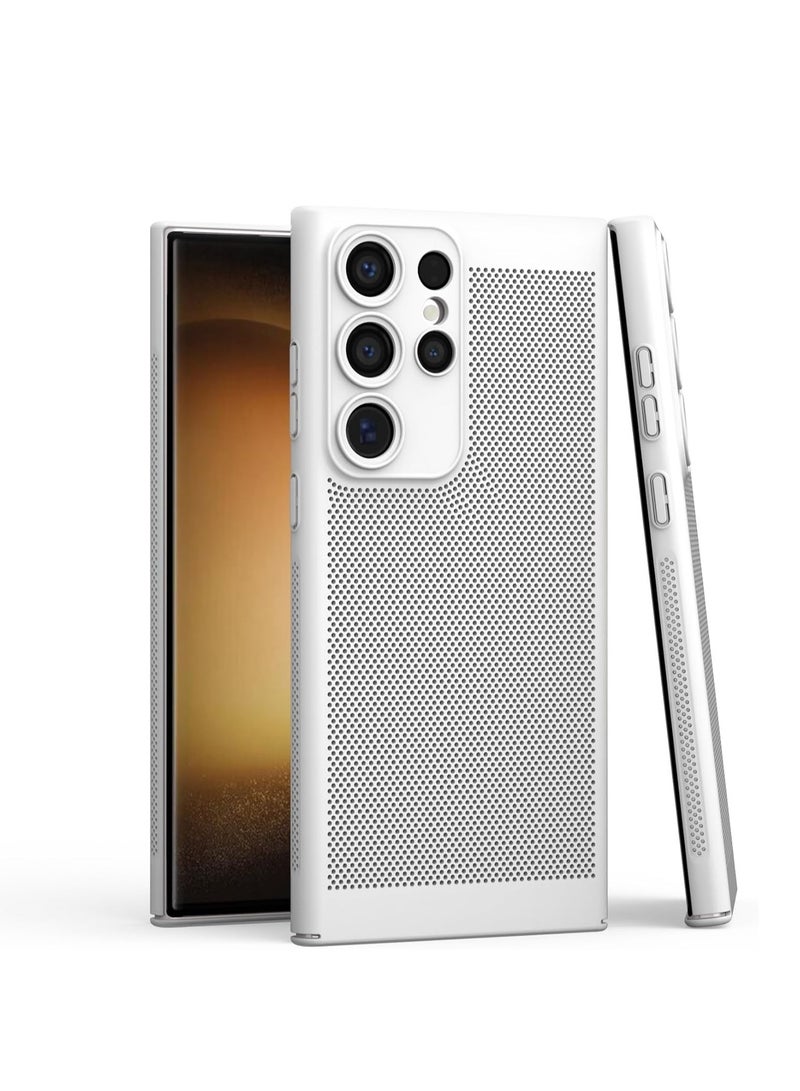 Case For Samsung Galaxy S25 Ultra Heat Dissipation Case with Built-in Camera Lens Protector Slim Fit Breathable Cooling Anti-Fingerprint Hard PC Back Shockproof Cover (White) - Image 1