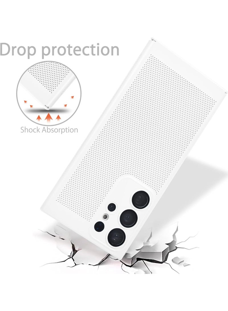 Case For Samsung Galaxy S25 Ultra Heat Dissipation Case with Built-in Camera Lens Protector Slim Fit Breathable Cooling Anti-Fingerprint Hard PC Back Shockproof Cover (White) - Image 2