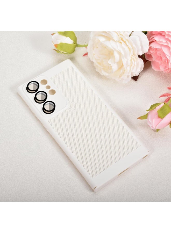 Case For Samsung Galaxy S25 Ultra Heat Dissipation Case with Built-in Camera Lens Protector Slim Fit Breathable Cooling Anti-Fingerprint Hard PC Back Shockproof Cover (White) - Image 4
