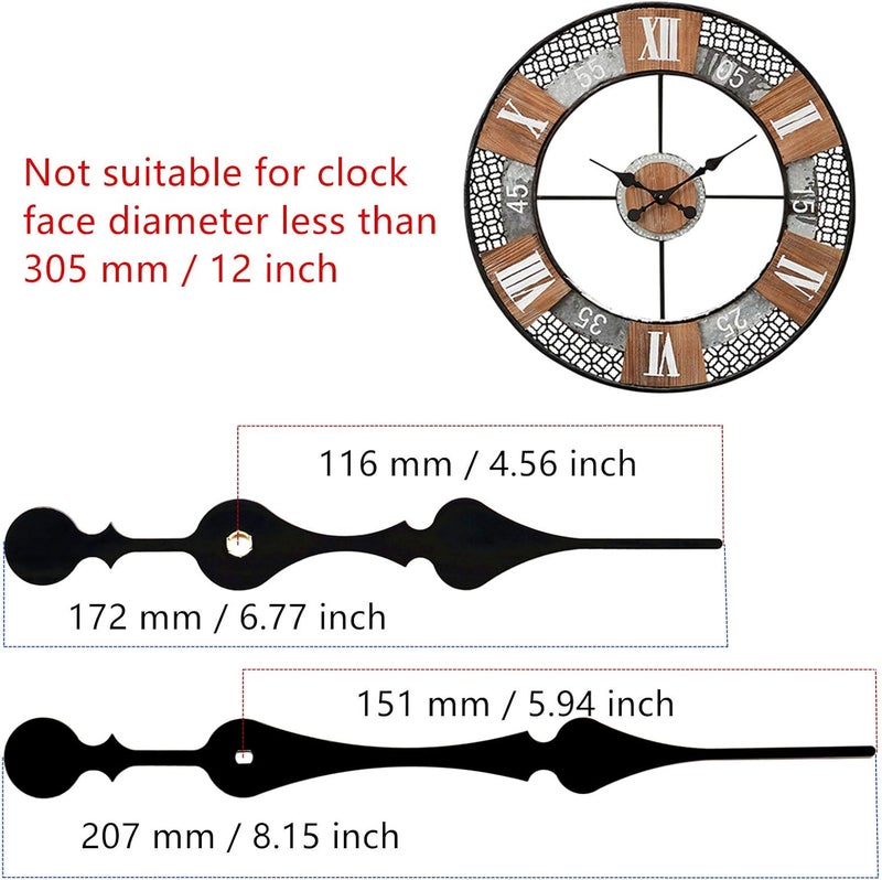 TIKROUND Youngtown 12888 High Torque Quartz Clock Movement Replacement Parts with 207 mm/ 8.15 Inch Long Spade Hands - Image 4