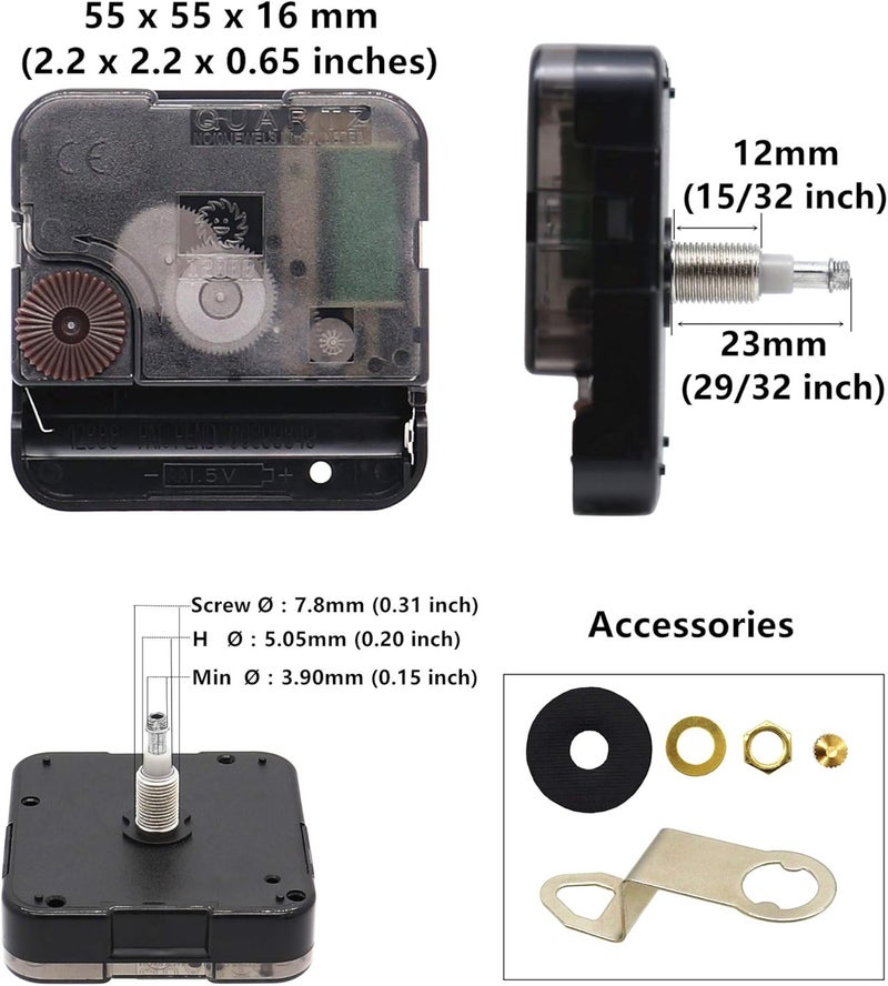 TIKROUND Youngtown 12888 High Torque Quartz Clock Movement Replacement Parts with 207 mm/ 8.15 Inch Long Spade Hands - Image 2