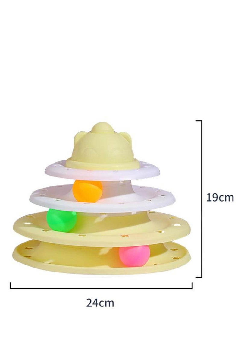 لعبة تفاعلية دوارة بثلاث طبقات للقطط مزينة بست كرات ملونة من ابسكاي، ألعاب بازل ممتعة للتسلية الذهنية والجسدية للقطط الصغيرة. - Image 3