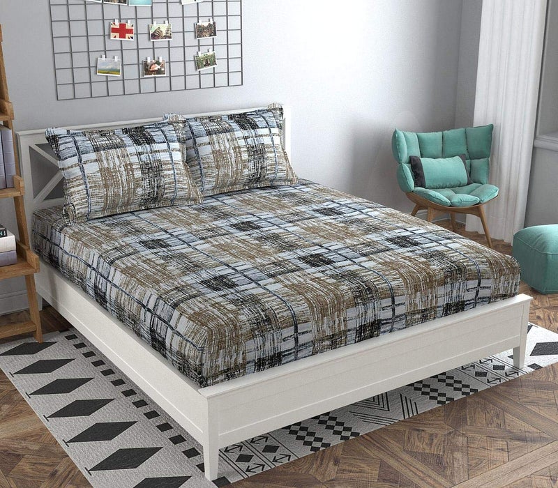 BhaiJi BedSheet BhaiJi's XXL King Size 100% Pure Cotton BedSheet 108x108 Inch- 220 TC Beige - Image 2