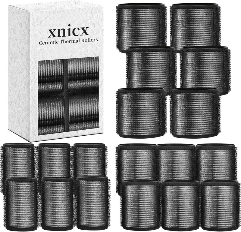 18pcs Hair Roller Set Hair CurlersSelfGrip Ceramic Ionic Thermal Hair RollersVelcro Rollers Curlers to Sleep In for Hair Blowout LookSalon Quality Rollers for Long Short Hair Black