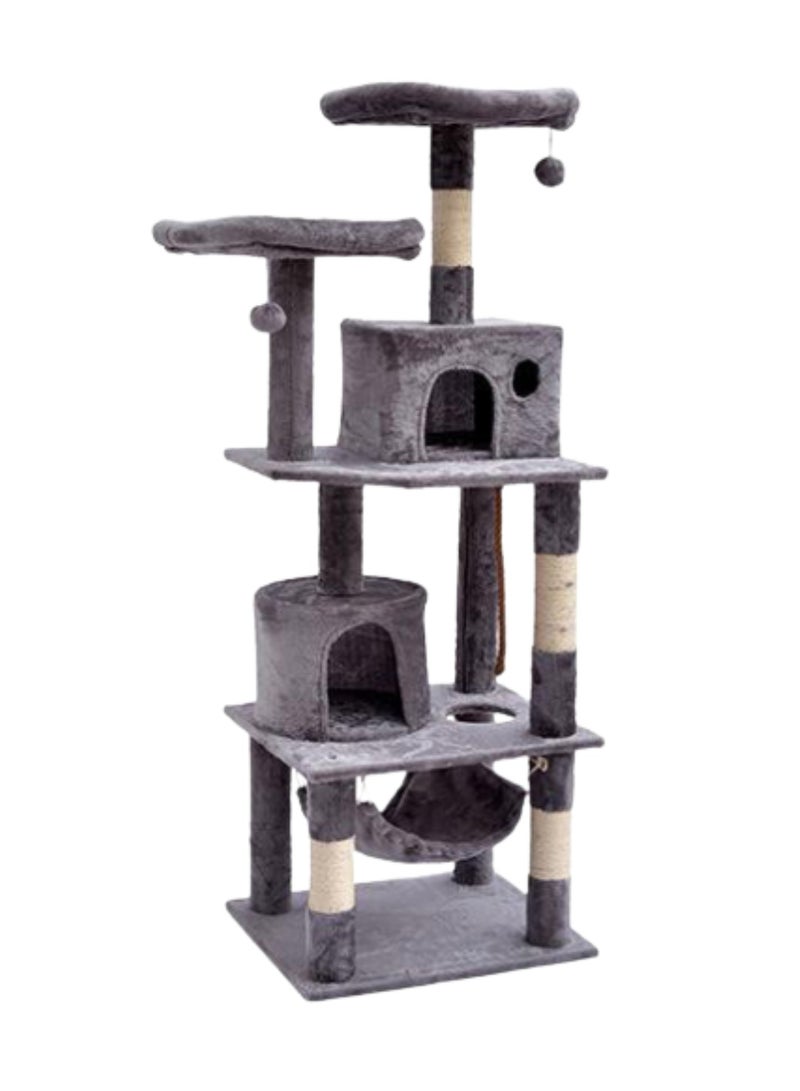 Generic Cat Tree, Multi-Level Cat Tower Cat Condo Cat Climbing Frame with Scratching Post Hammock Dangling Ball Soft Plush Condos Spacious Cat Cave for Kittens, Elderly Cats, Adult Cats, Grey - Image 1