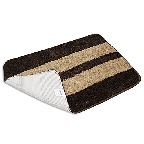 MODERN FAB Modern 2 Piece mats with Anti Skid Rubber Backing,Colour Cofee with Gold Strip,Size(40 x 60 cm) Set of 2 Piece - Image 3