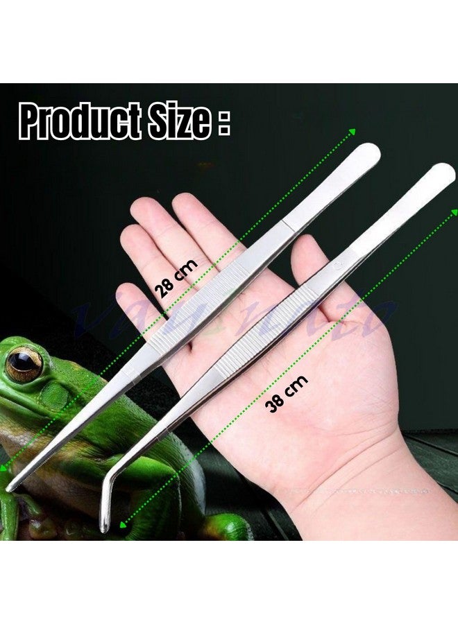 2 في 1 (ملقط مستقيم وملقط ذو طرف منحني) أدوات تنسيق أحواض السمك ملقط نباتات مائية من الفولاذ المقاوم للصدأ لصيانة أحواض السمك من Petzlifeworld - Image 4