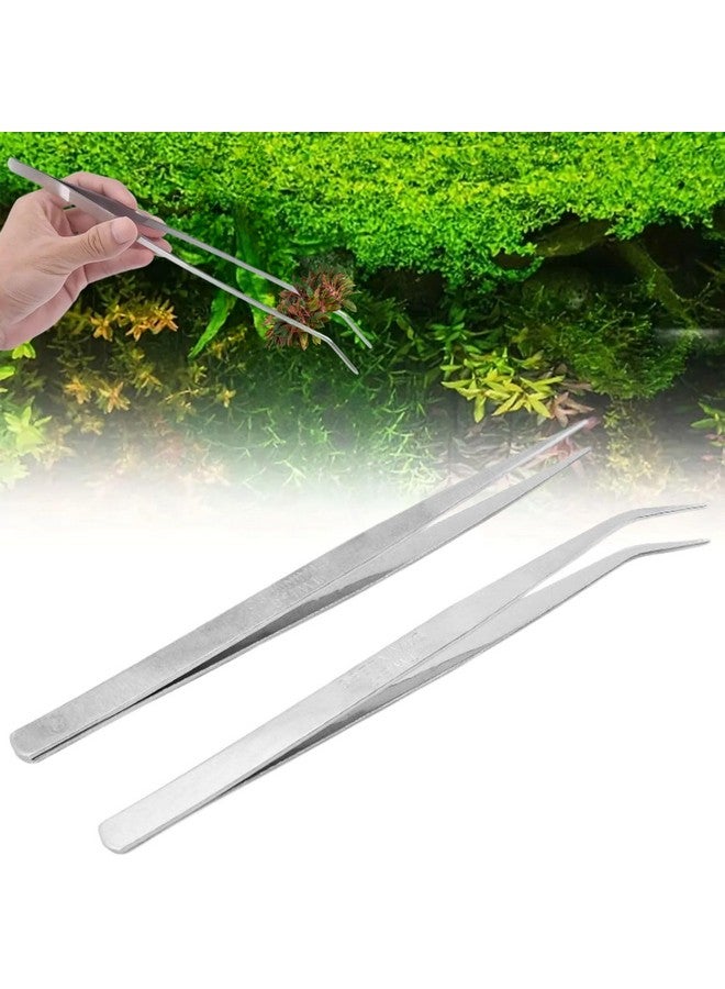 2 في 1 (ملقط مستقيم وملقط ذو طرف منحني) أدوات تنسيق أحواض السمك ملقط نباتات مائية من الفولاذ المقاوم للصدأ لصيانة أحواض السمك من Petzlifeworld - Image 1