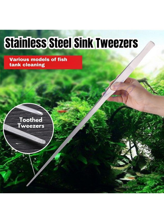 2 في 1 (ملقط مستقيم وملقط ذو طرف منحني) أدوات تنسيق أحواض السمك ملقط نباتات مائية من الفولاذ المقاوم للصدأ لصيانة أحواض السمك من Petzlifeworld - Image 3