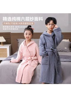 Generic Cotton Kids Bathrobe Six-Layer Thickened Home Wear S (height 150-160cm) 