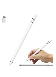 Active Stylus Pen White/Black 1.45mm fine Tip for iPad Apple iPhone Samsung Tablets, on iOS and Android Capacitive Touchscreen, Take-Note Hand-Written Draw no lags Skipping,Rechargeable, KECOW