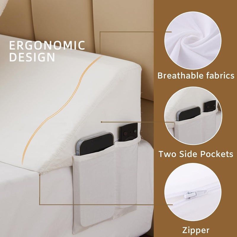 Bedluxe King Wedge Pillow Headboard (76"x10"x6"), Bed Wedge Pillow for Headboard, Foam Headboard Pillow, Bed Gap Filler King - Fill The Gap (0-7"), Mattress Gap Filler (White) - Image 5