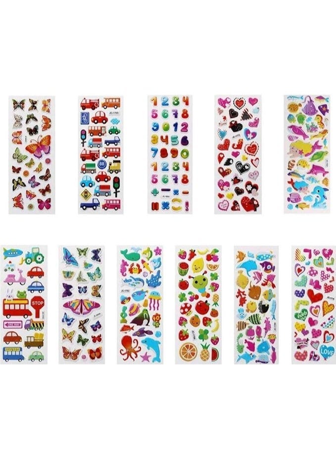 3D Stickers for Kids Puffy Stickers 550+ Children Stickers 22 Variety Sheets for Rewarding Gifts Scrapbooking Including Animals, Fish, Dinosaurs, Numbers, Fruits, Trucks, Butterfly and More - Image 3
