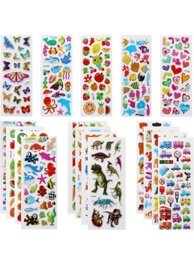 3D Stickers for Kids Puffy Stickers 550+ Children Stickers 22 Variety Sheets for Rewarding Gifts Scrapbooking Including Animals, Fish, Dinosaurs, Numbers, Fruits, Trucks, Butterfly and More - Image 1