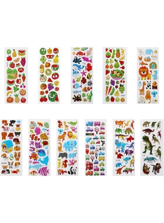 3D Stickers for Kids Puffy Stickers 550+ Children Stickers 22 Variety Sheets for Rewarding Gifts Scrapbooking Including Animals, Fish, Dinosaurs, Numbers, Fruits, Trucks, Butterfly and More - Image 2