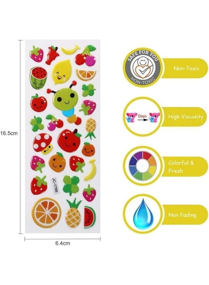 3D Stickers for Kids Puffy Stickers 550+ Children Stickers 22 Variety Sheets for Rewarding Gifts Scrapbooking Including Animals, Fish, Dinosaurs, Numbers, Fruits, Trucks, Butterfly and More - Image 5