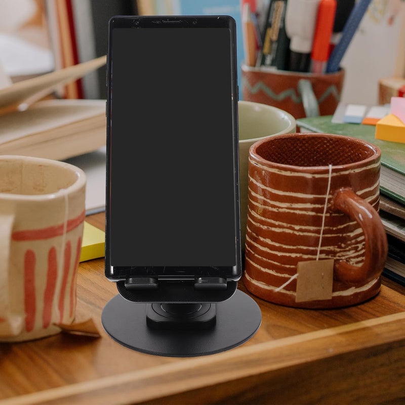 ULTECHNOVO Metal Phone Holder and Foldable Tablet Stand for Desk, Portable Aluminum Alloy Mobile Phone Stand with Adjustable Height, Compatible with Smartphones and Tablets, Black - Image 5