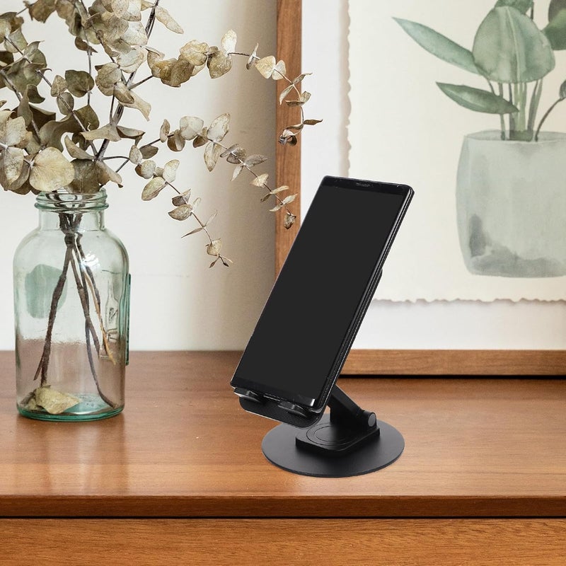 ULTECHNOVO Metal Phone Holder and Foldable Tablet Stand for Desk, Portable Aluminum Alloy Mobile Phone Stand with Adjustable Height, Compatible with Smartphones and Tablets, Black - Image 4