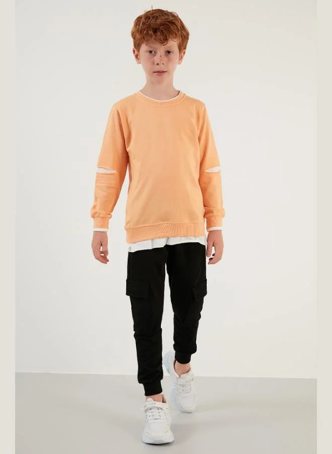 Lela Lela Ripped Detailed Crew Neck Additional Piece Detailed 100% Cotton Sports Suit Boy's SET 59215614