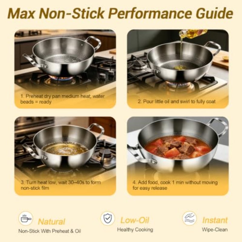 Titanium Sauté Pan, High Rim, 28 cm Titanium Pro Pan with Lid, Titanium Casserole with High Rim, Cooking Pot, Hammered Non-Stick Frying Pan, Serving Pan, Induction for All Hobs - Image 4