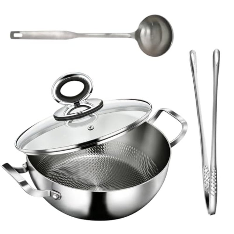 Titanium Sauté Pan, High Rim, 28 cm Titanium Pro Pan with Lid, Titanium Casserole with High Rim, Cooking Pot, Hammered Non-Stick Frying Pan, Serving Pan, Induction for All Hobs - Image 1