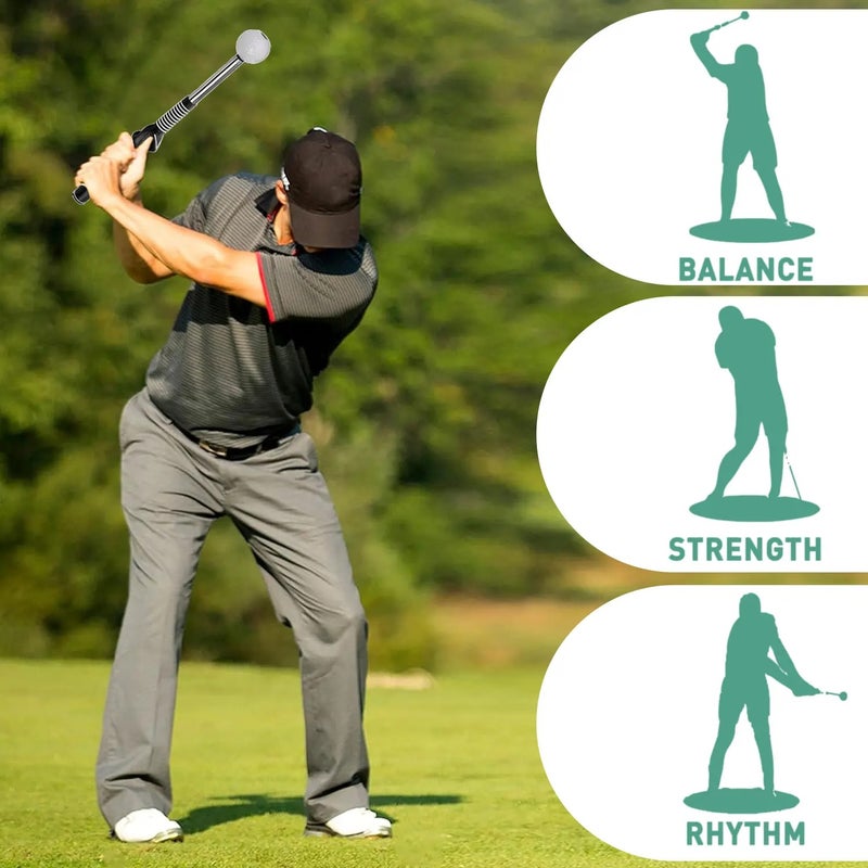 PETO Retractable Golf Swing Training Aid, Telescopic club, Click Sound Stick Trainer, Golf Warm Up, Grip Trainer, Strength, Tempo Training Aids, Golf Gift - Image 3