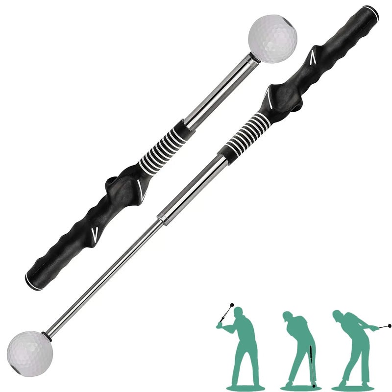 PETO Retractable Golf Swing Training Aid, Telescopic club, Click Sound Stick Trainer, Golf Warm Up, Grip Trainer, Strength, Tempo Training Aids, Golf Gift - Image 1