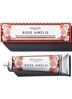 BENAMÕR Benamor Rose Amelie Milky Body Cream Revitalizing Body Moisturiser with Royal Rose and Argan Oil Refreshing Delicate Rose Petal Scent Paraben Free 150ml  - Image 1