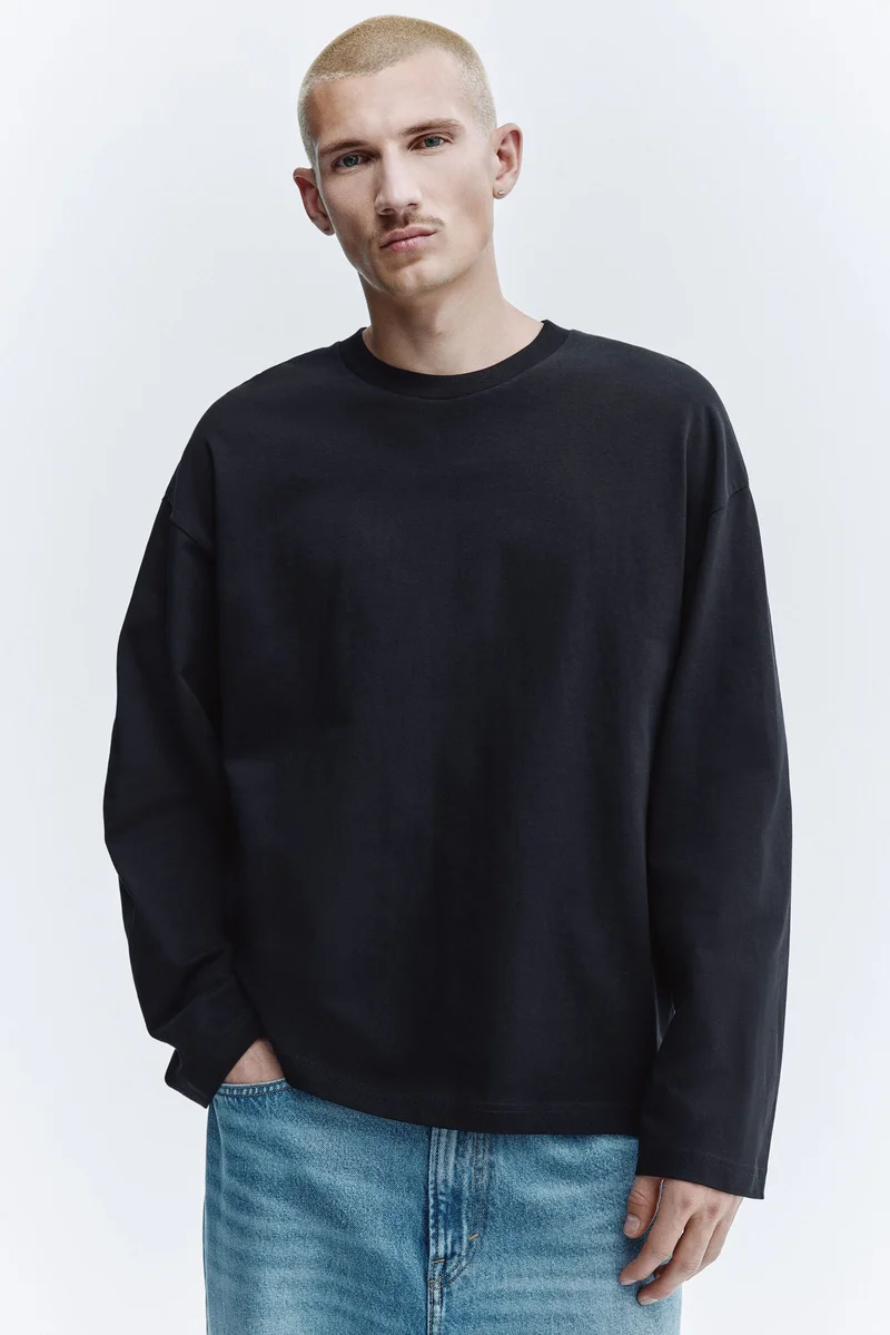 Oversized Fit Long-sleeved jersey top